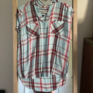 Cap Sleeve plaid top